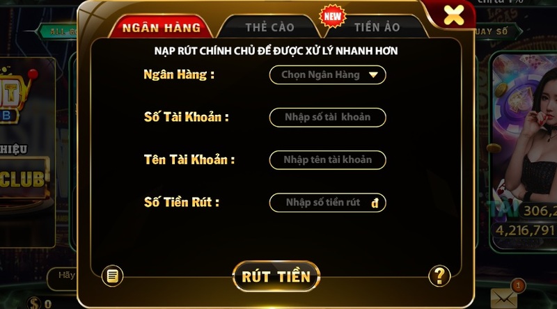 Rút tiền Hit Club đơn giản